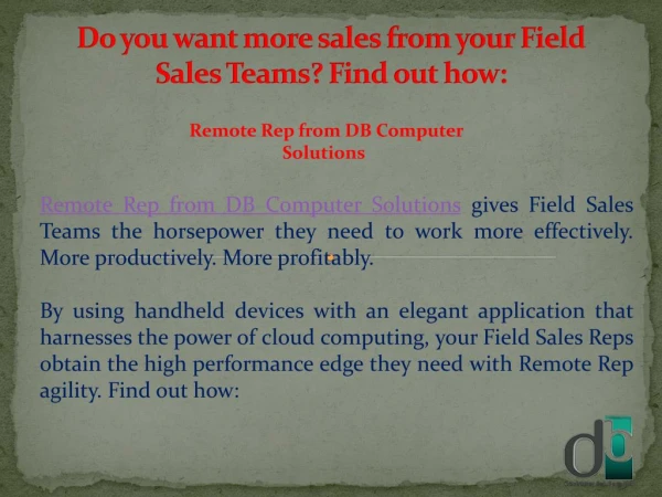 Do you want more sales from your field sales teams find out how