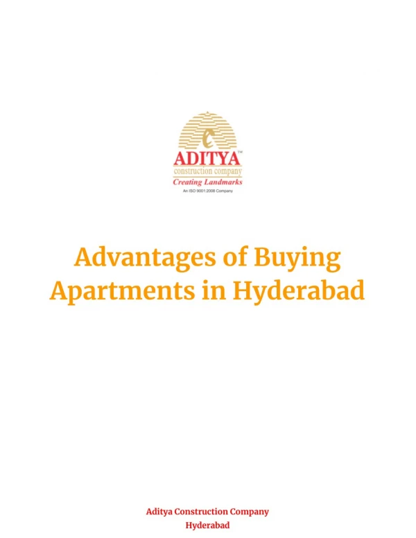Advantages of Buying Apartments in Hyderabad