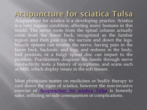 Acupuncture for sciatica Tulsa