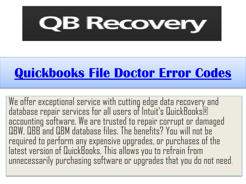 quickbooks file doctor error codes