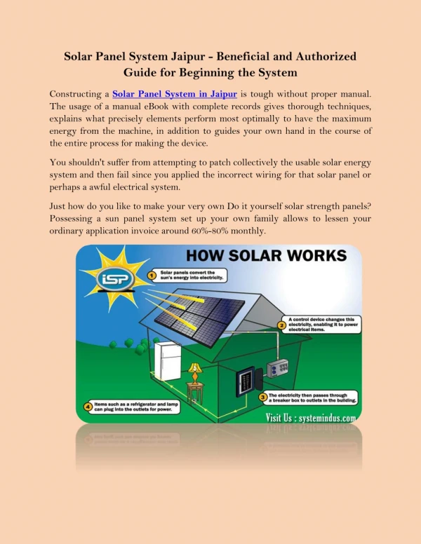 Solar Panel System Jaipur - Beneficial and Authorized Guide for Beginning the System