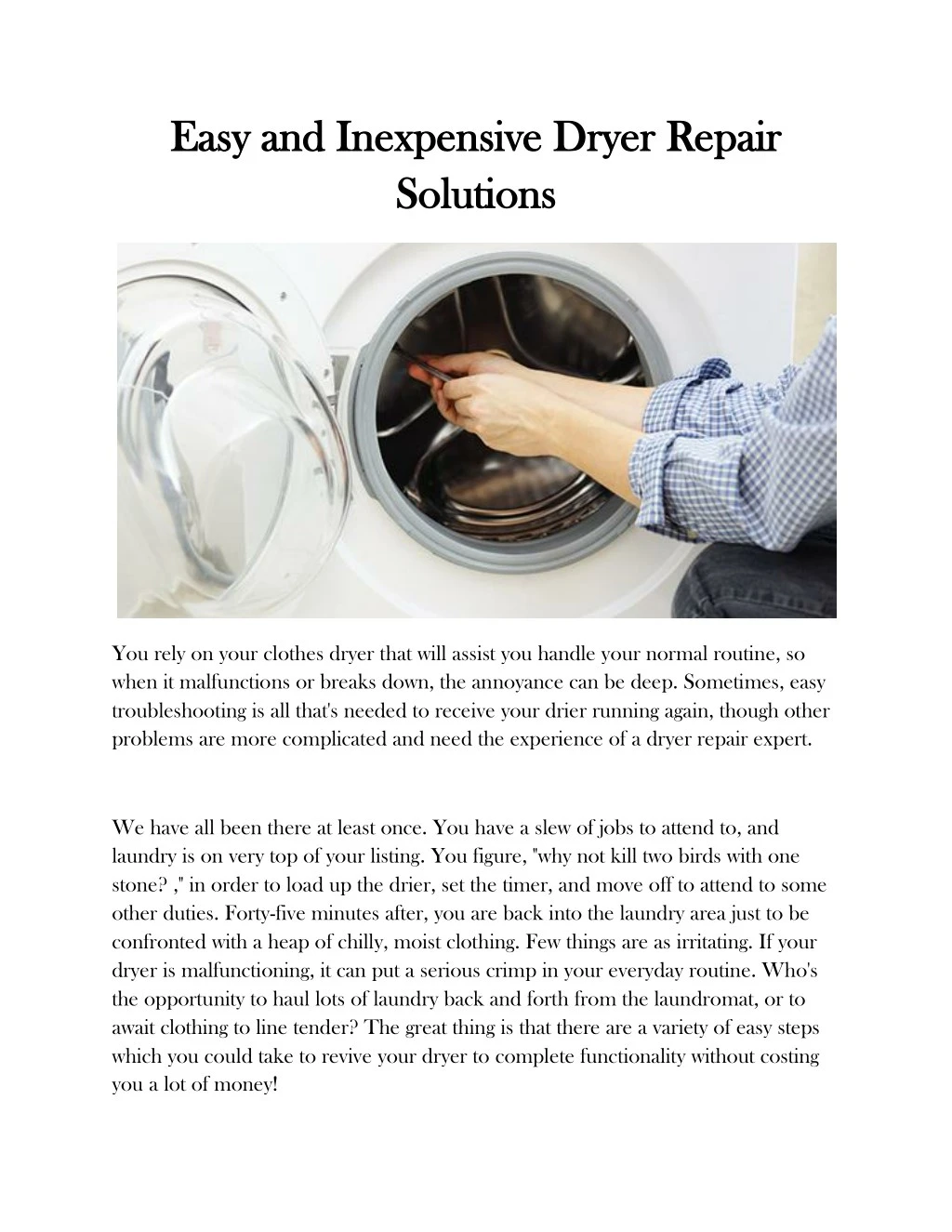 easy and inexpensive dryer repair easy
