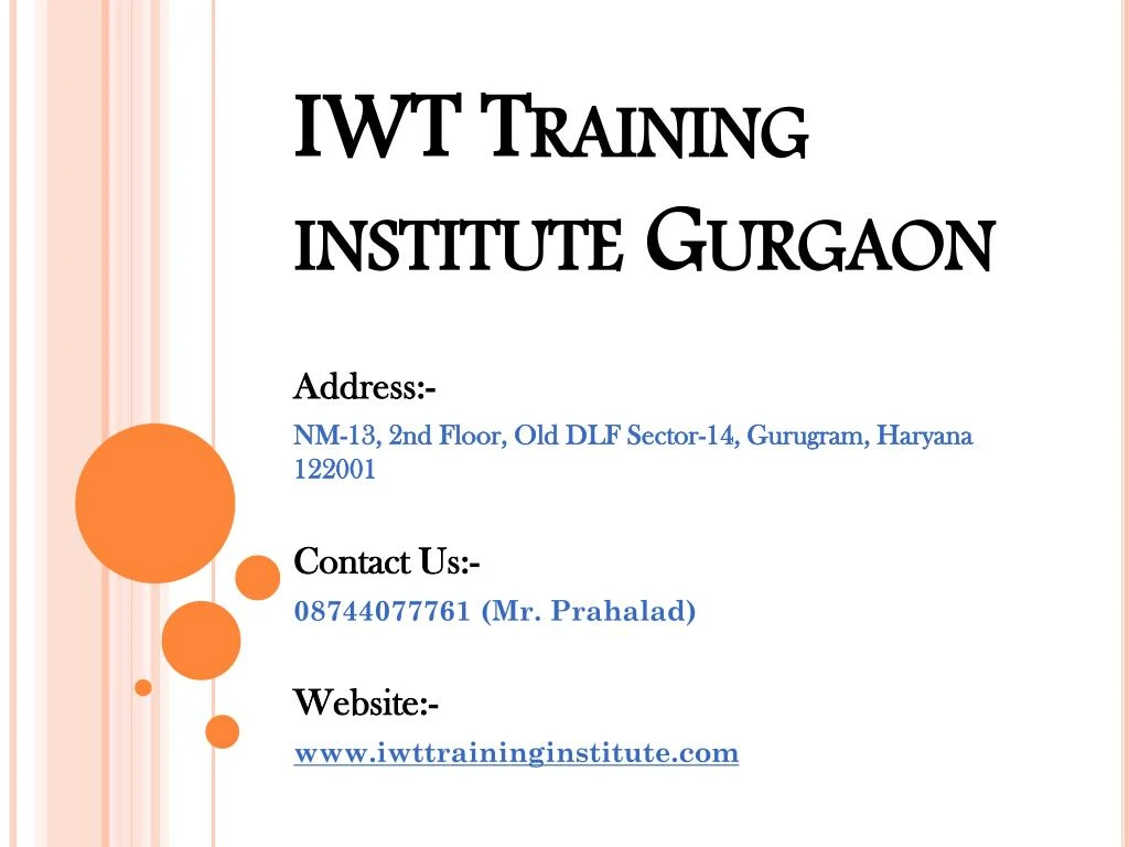 iwt training institute gurgaon