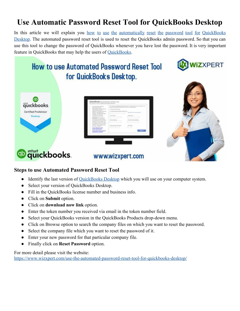 use automatic password reset tool for quickbooks