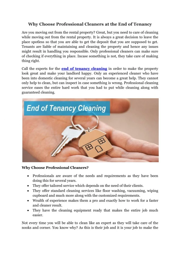 End of Tenancy Cleaning - Real Support