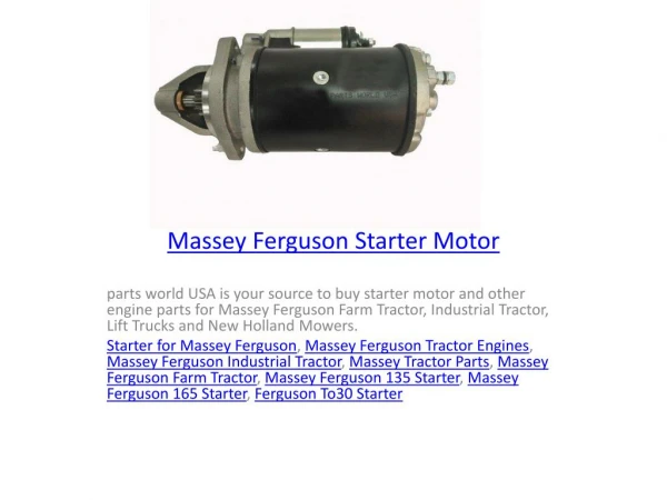 Massey Ferguson Starter Motor
