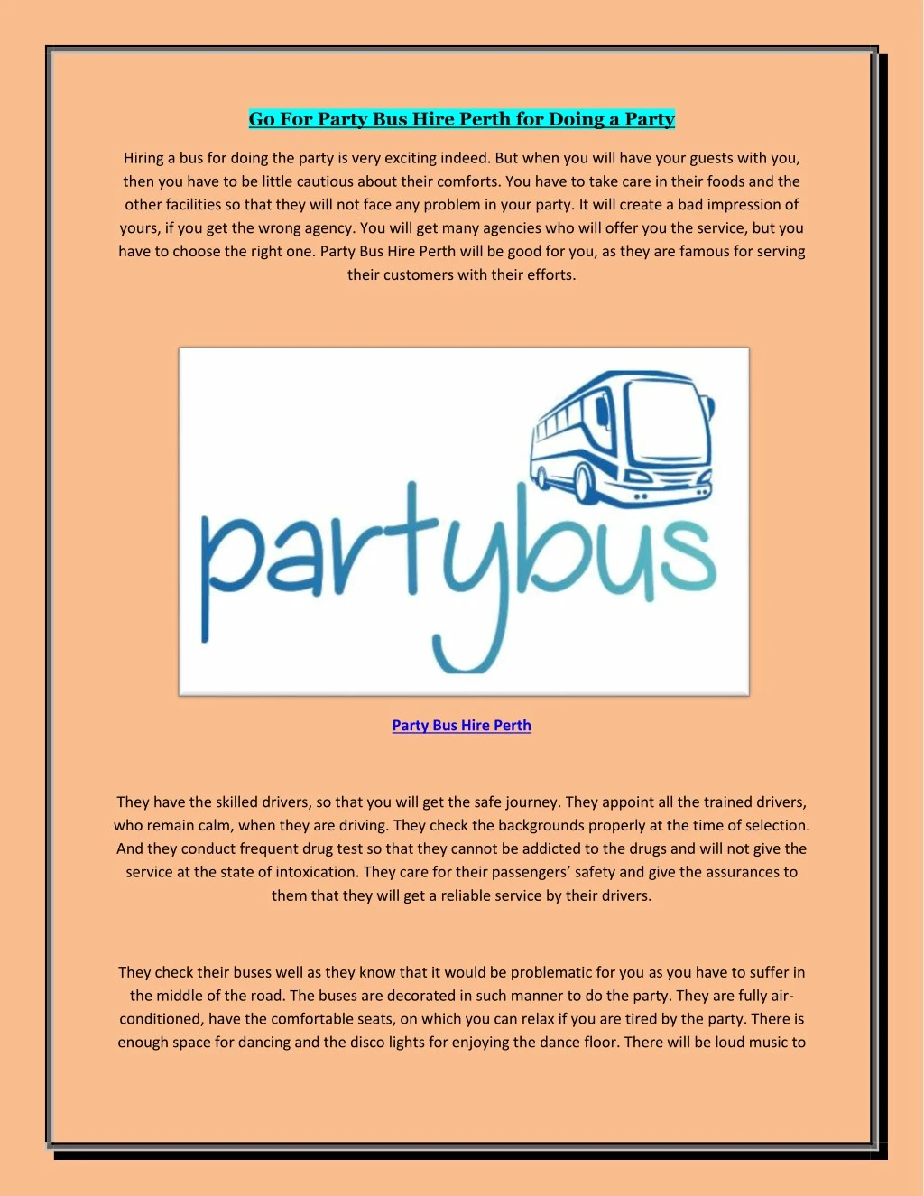 go for party bus hire perth for doing a party