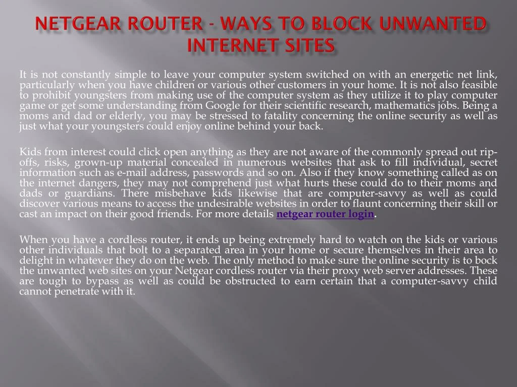 netgear router ways to block unwanted internet sites