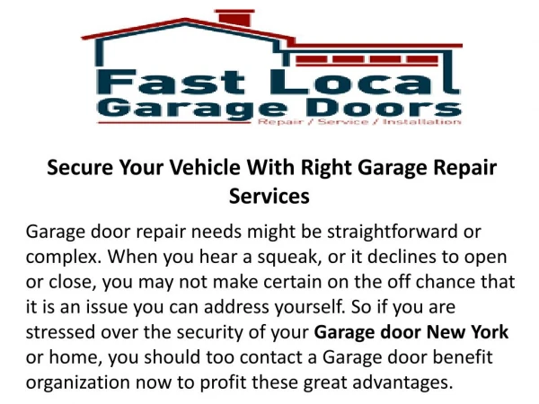Secure Your Vehicle With Right Garage Repair Services