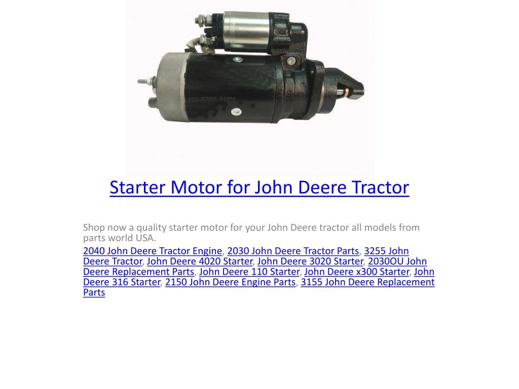 starter motor for john deere tractor