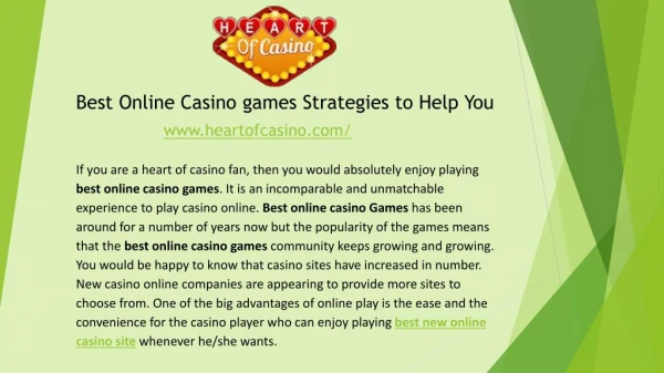Best Online Casino games Strategies to Help You