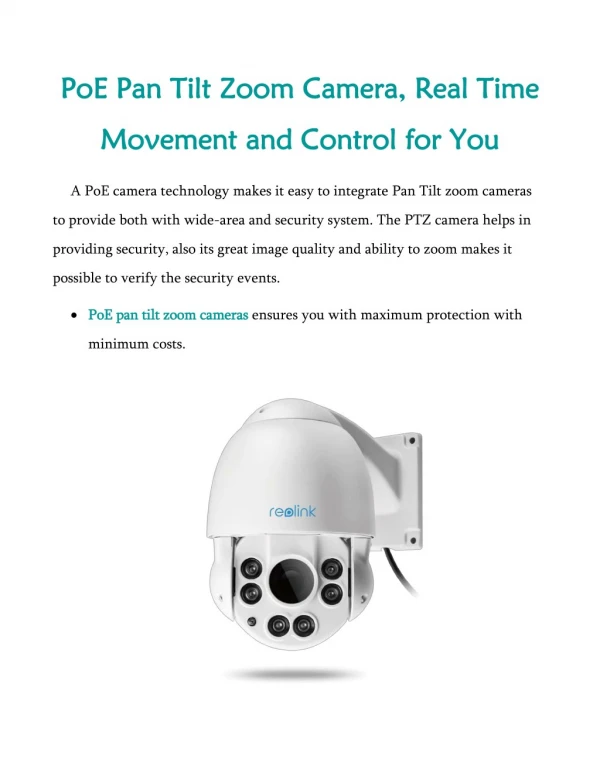 PoE Pan Tilt Zoom Camera, Real Time Movement and Control For You