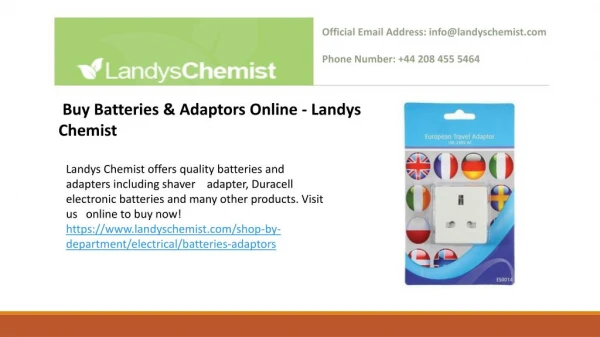 Buy Electrical Products Online at Landys Chemist UK