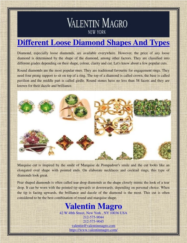 Different Loose Diamond Shapes And Types