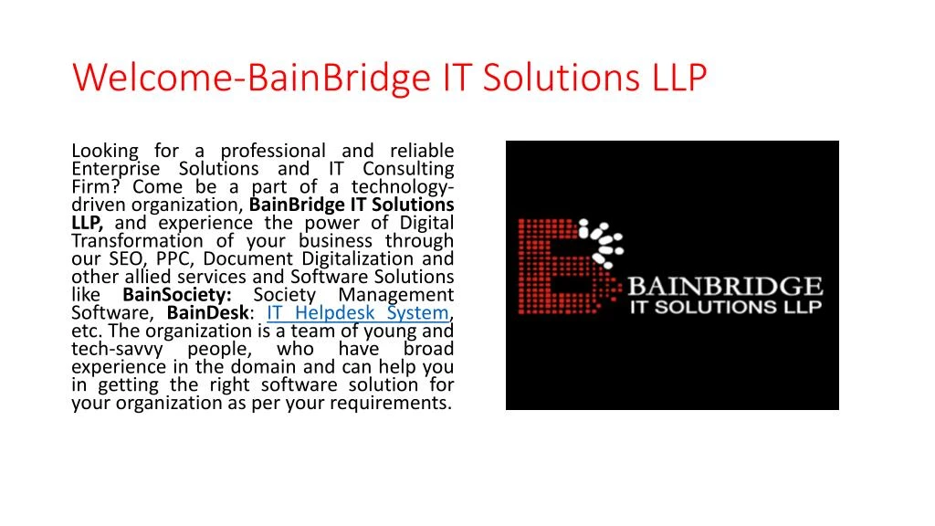 welcome bainbridge it solutions llp