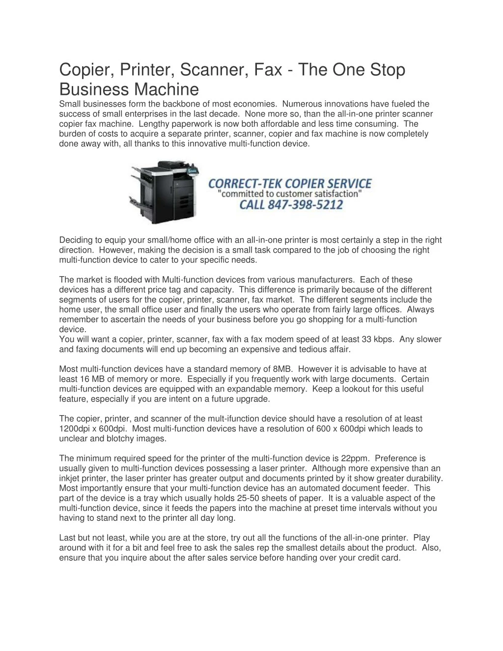 copier printer scanner fax the one stop business