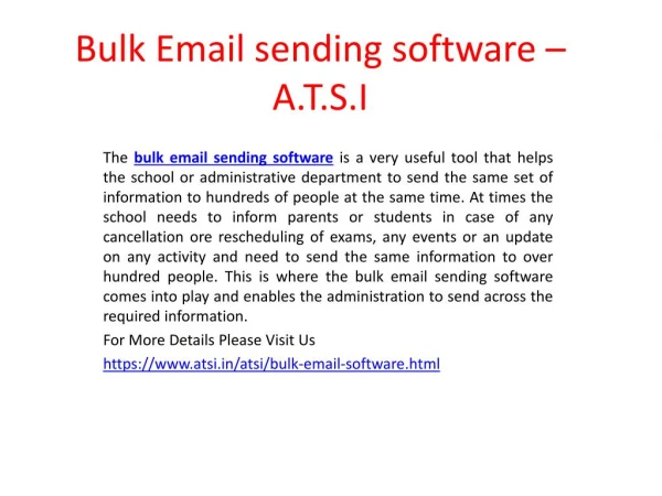 Bulk Email sending software - A.T.S.I