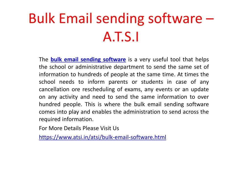 bulk email sending software a t s i