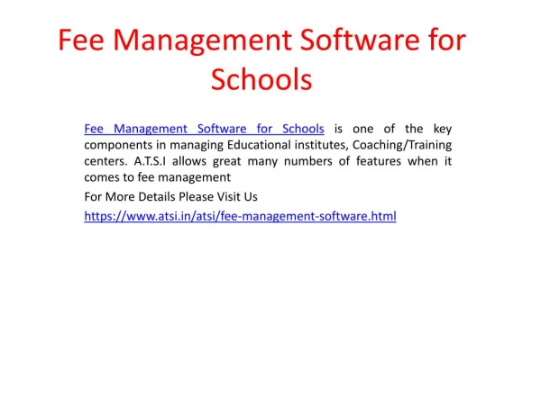 Fee Management Software for Schools - A.T.S.I