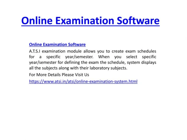 Online Examination Software - A.T.S.I