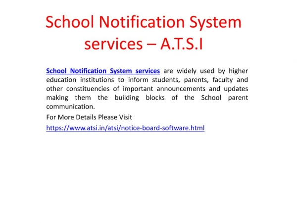 School Notification System services - A.T.S.I