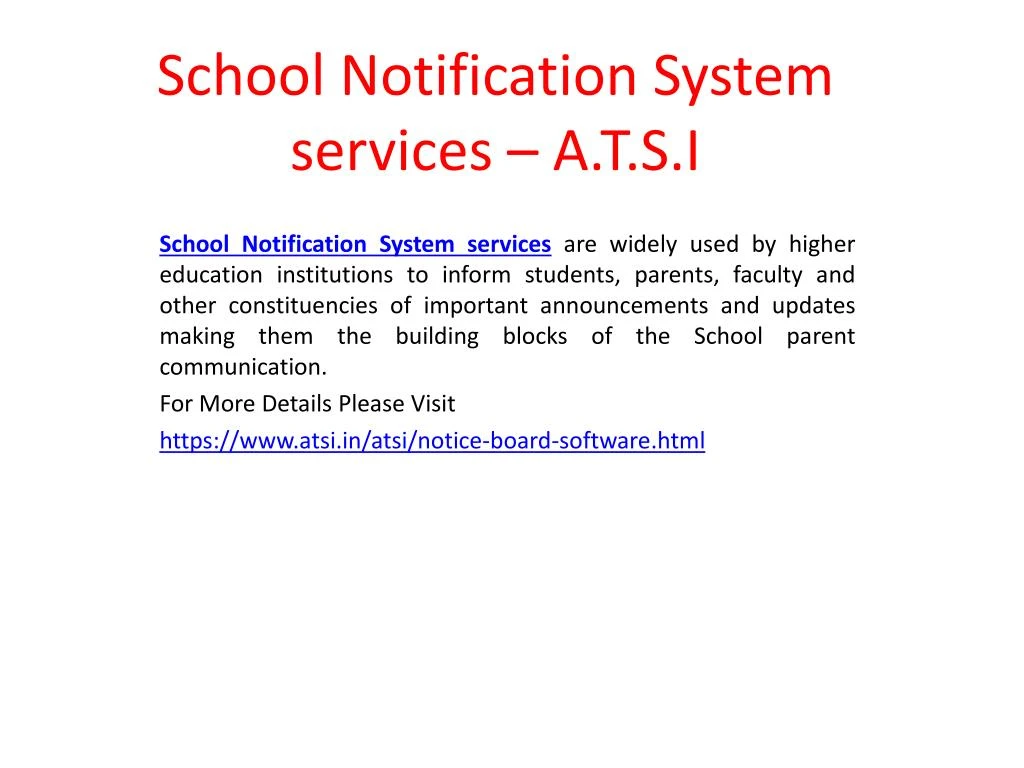 school notification system services a t s i