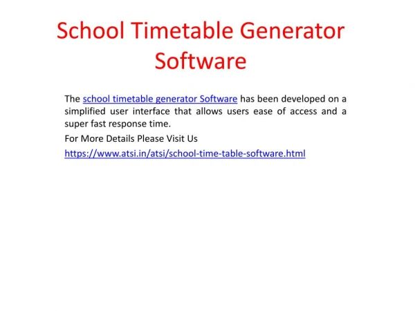 School Timetable Management Software - A.T.S.I