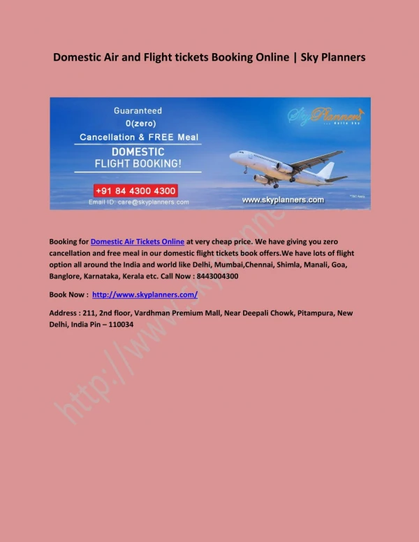 Domestic Air and Flight tickets Booking Online | Sky Planners
