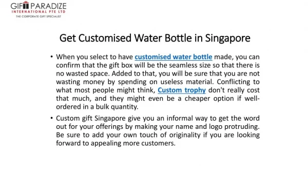 Get Customised Water Bottle in Singapore