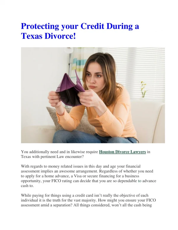 Protecting your Credit During a Texas Divorce!