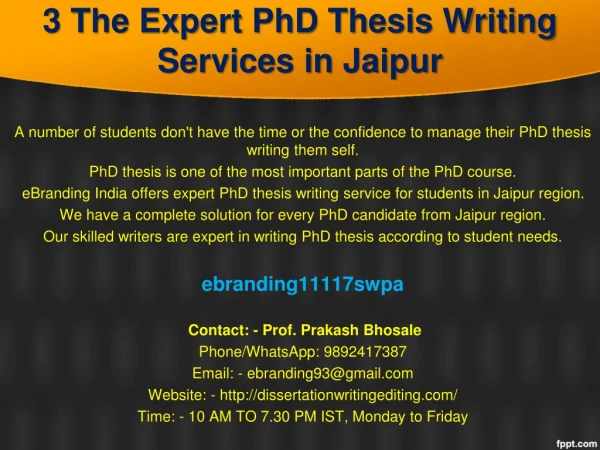 3 The Expert PhD Thesis Writing Services in Jaipur