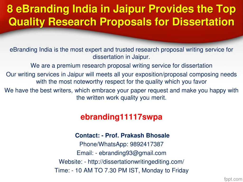 8 ebranding india in jaipur provides the top quality research proposals for dissertation