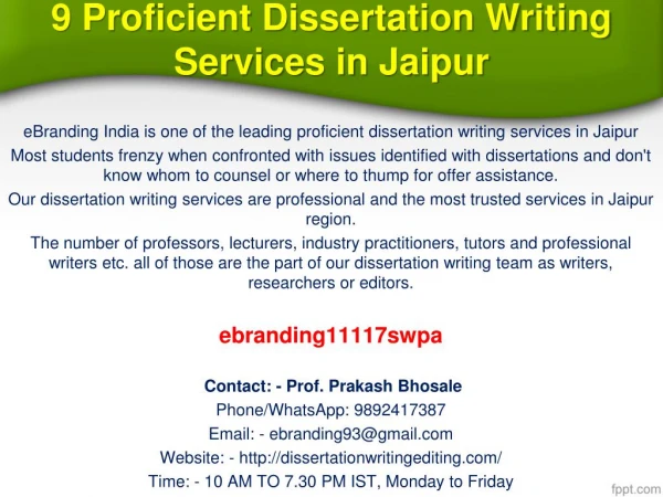 9 Proficient Dissertation Writing Services in Jaipur