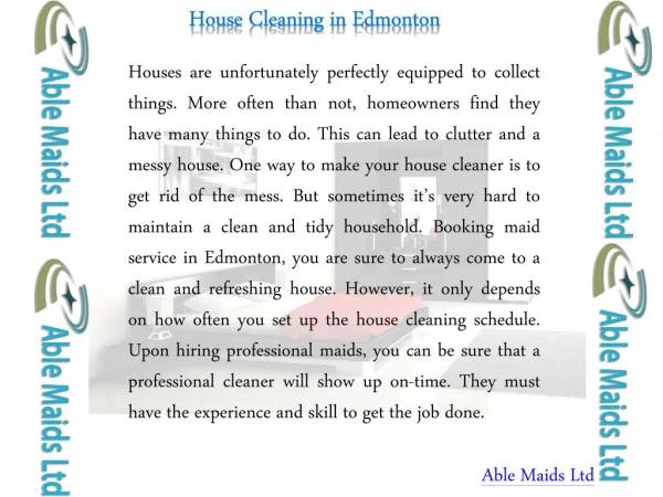 House Cleaning in Edmonton