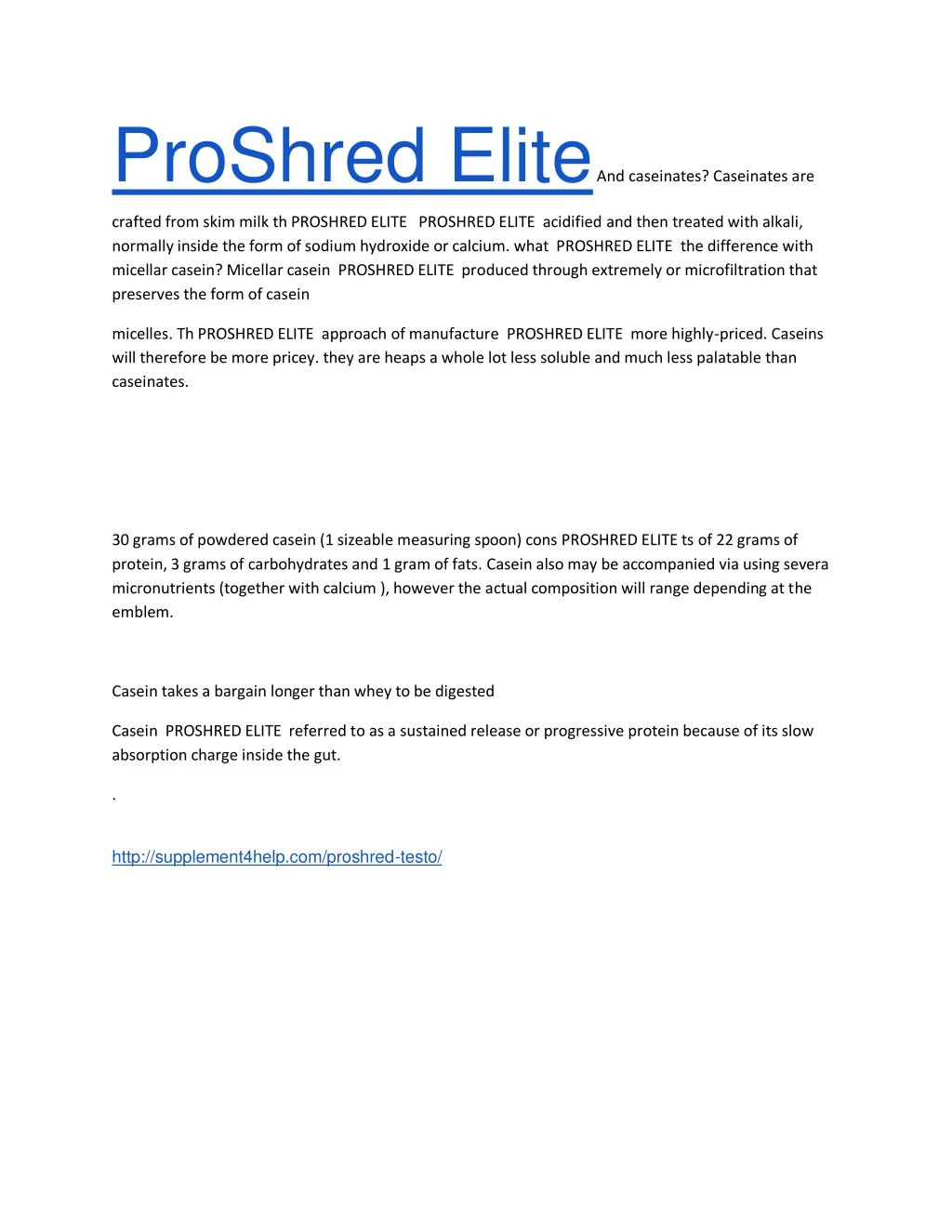 proshred elite and caseinates caseinates are