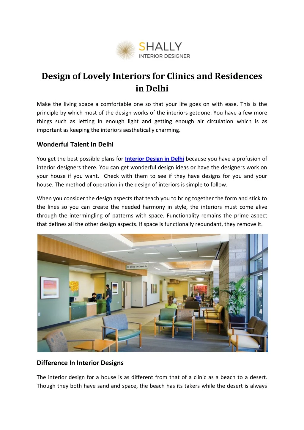 design of lovely interiors for clinics