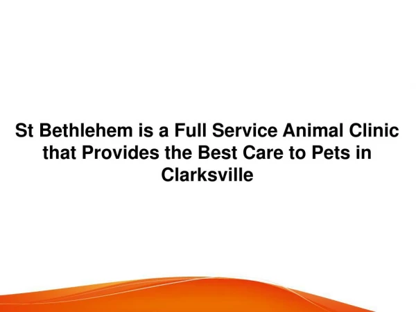 St Bethlehem is a Full Service Animal Clinic that Provides the Best Care to Pets in Clarksville