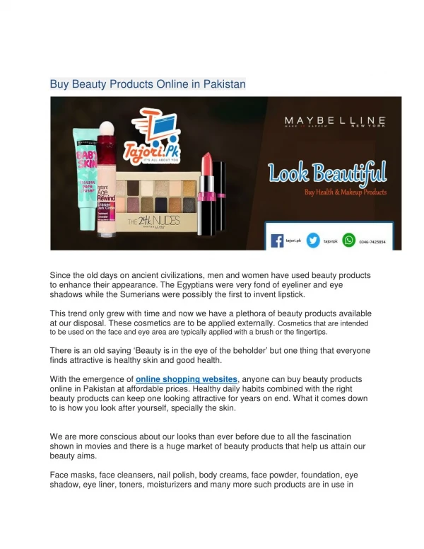 Buy Beauty Products Online in Pakistan