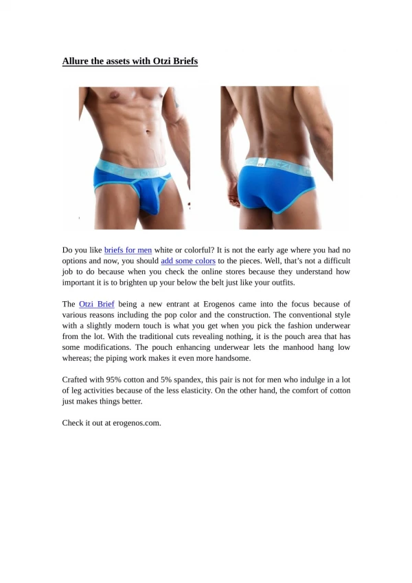 Allure the assets with Otzi Briefs