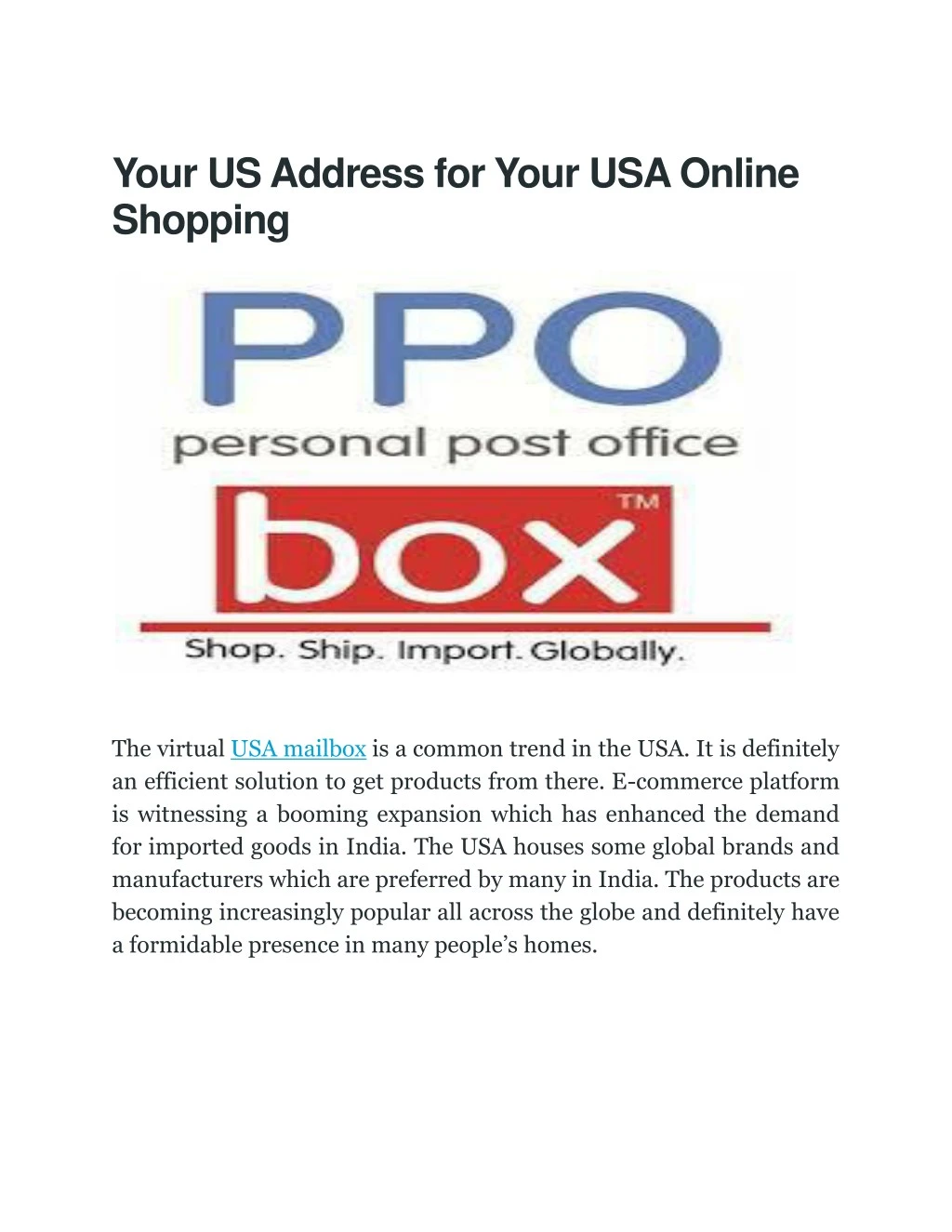 your us address for your usa online shopping