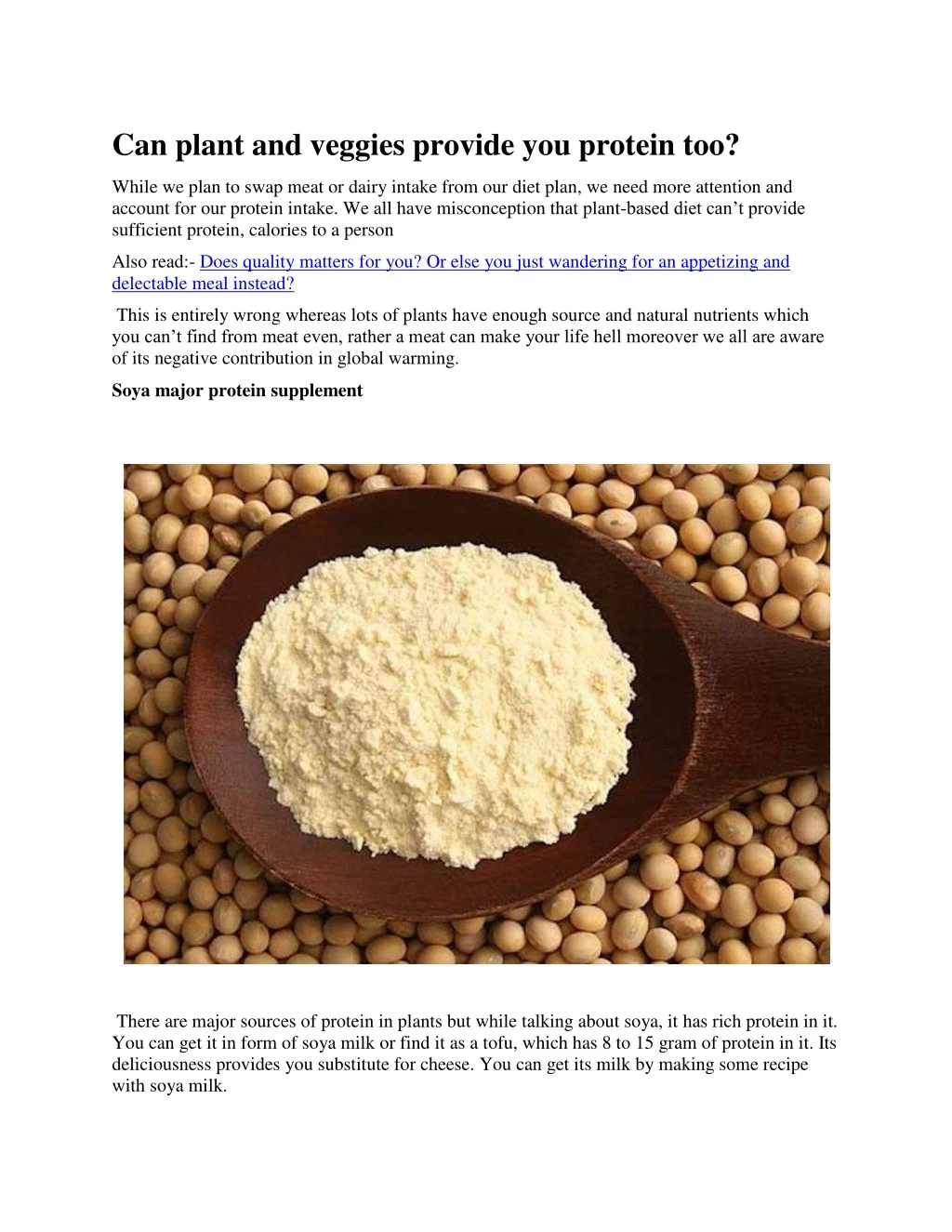 can plant and veggies provide you protein too