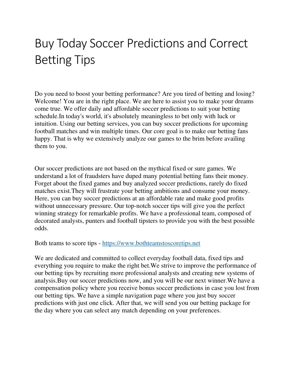 buy today soccer predictions and correct betting