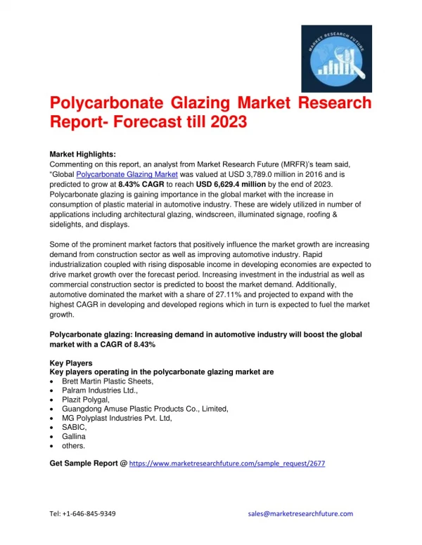 Polycarbonate Glazing Market Research Report- Forecast till 2023