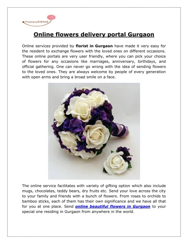 Send Florist to Gurgaon via happySTEMS