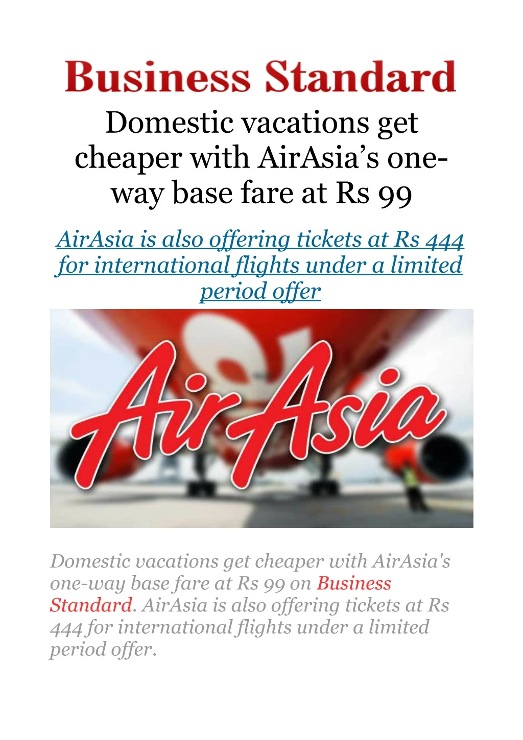 domestic vacations get cheaper with airasia