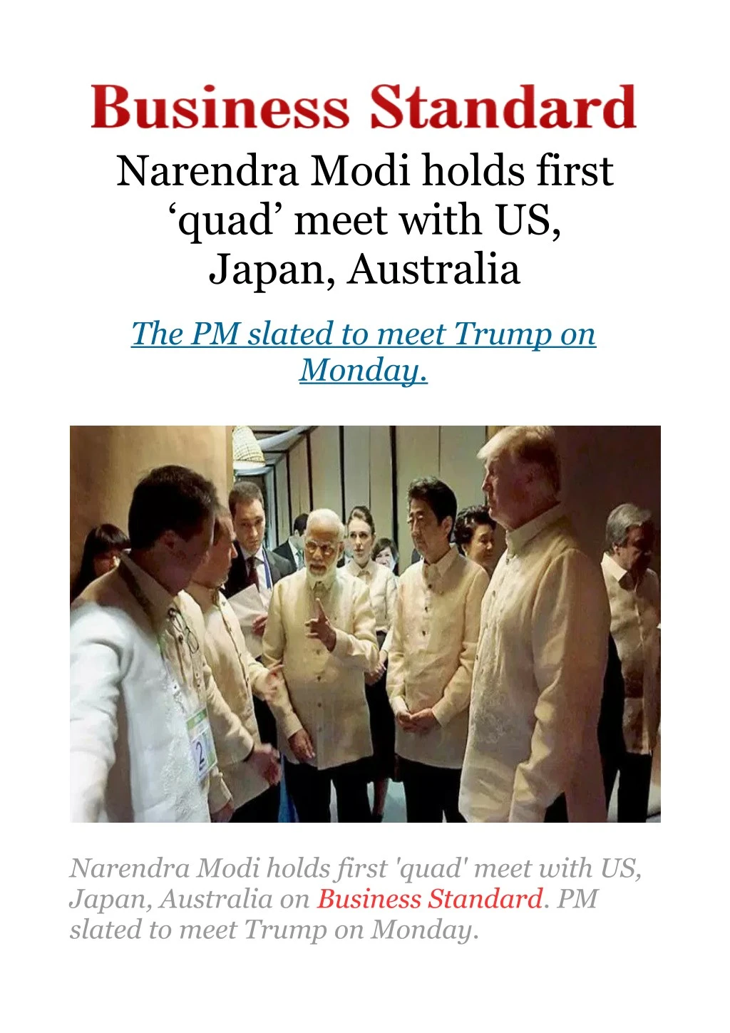 narendra modi holds first quad meet with us japan