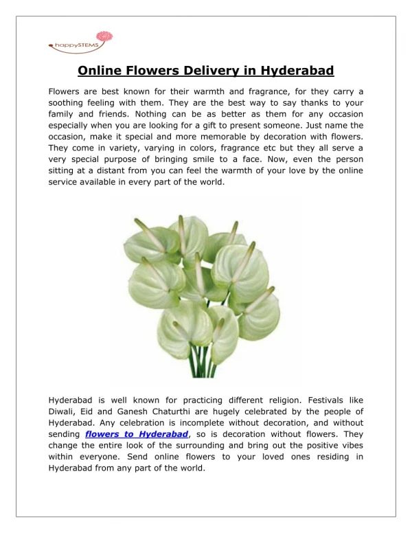 Send Florist online Hyderabad with [happySTEMS]