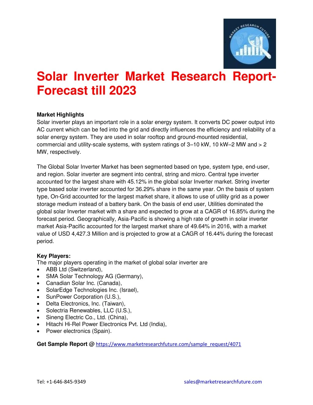 solar inverter market research report forecast