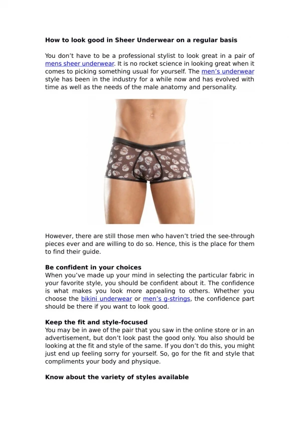 How to look good in Sheer Underwear on a regular basis