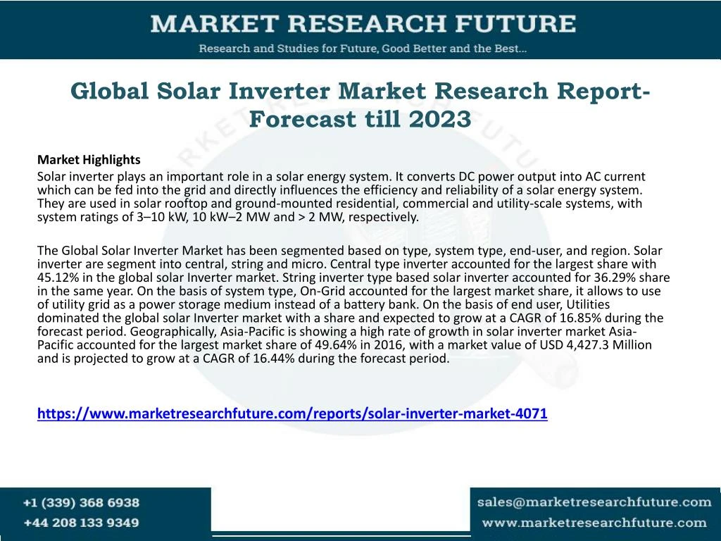 global solar inverter market research report forecast till 2023